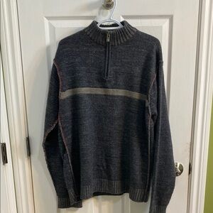 Point Zero Vintage Quarter Zip Sweater Blue Grey Men’s Size XL Acrylic 90s